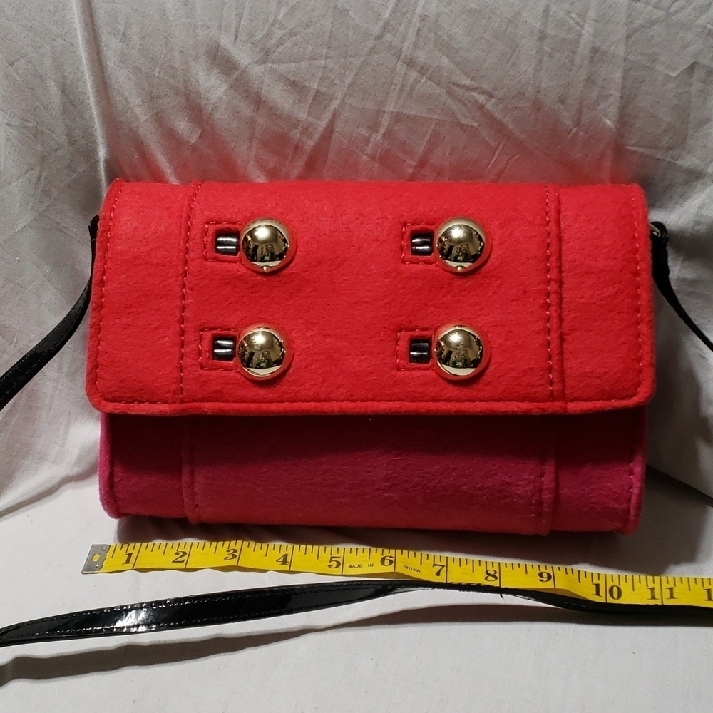 Kate spade pink and red felted crossbody rare